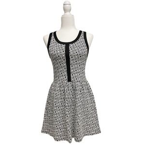 Needle & Thread Anthropologie M Cotton Blend Knit Black Print Sleeveless Dress